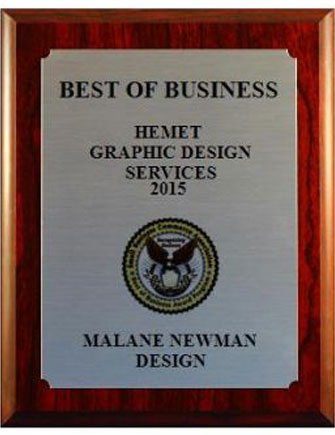 malane newman design wins award for Best of Hemet in Graphic Design Services 2015