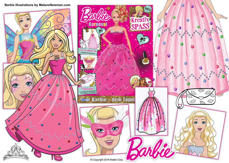 Some Freelance Cartoon Illustration I did for Barbie Magazine Issue #1601 collection of freelance cartoon illustrations I did for barbie magazine issue 1601