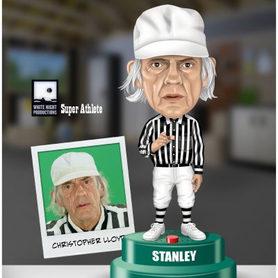 Caricature Illustration of Christopher Lloyd as a Bobblehead Toy caricature illustration of Christopher Lloyd as a bobblehead toy