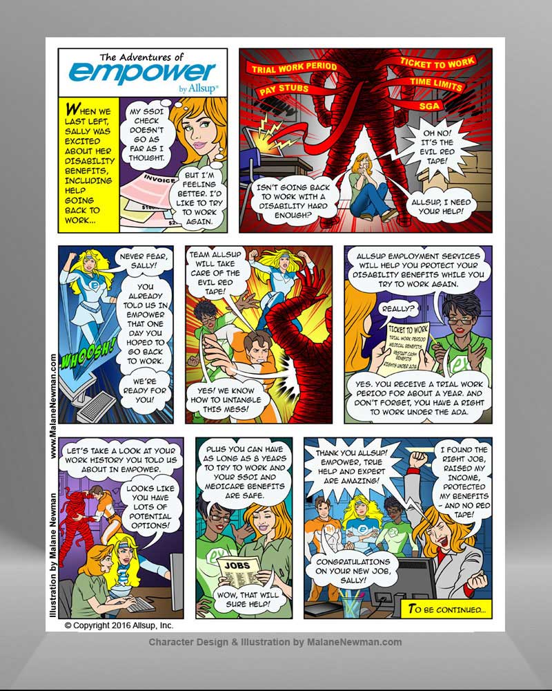 comic book style ad #2 illustrated for allsup inc.