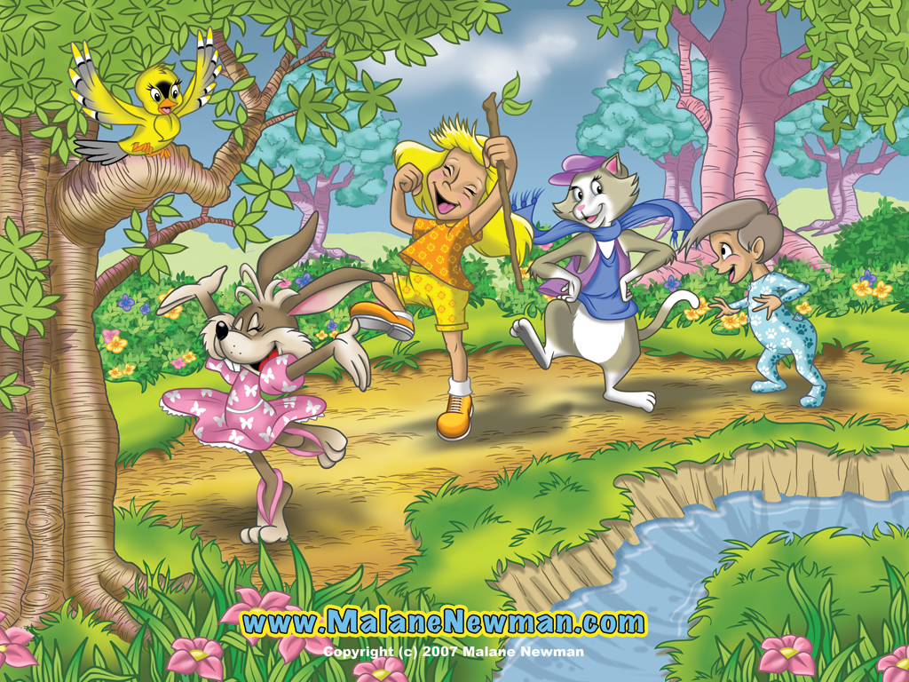 free cartoon jigsaw puzzle game called playing in the forest