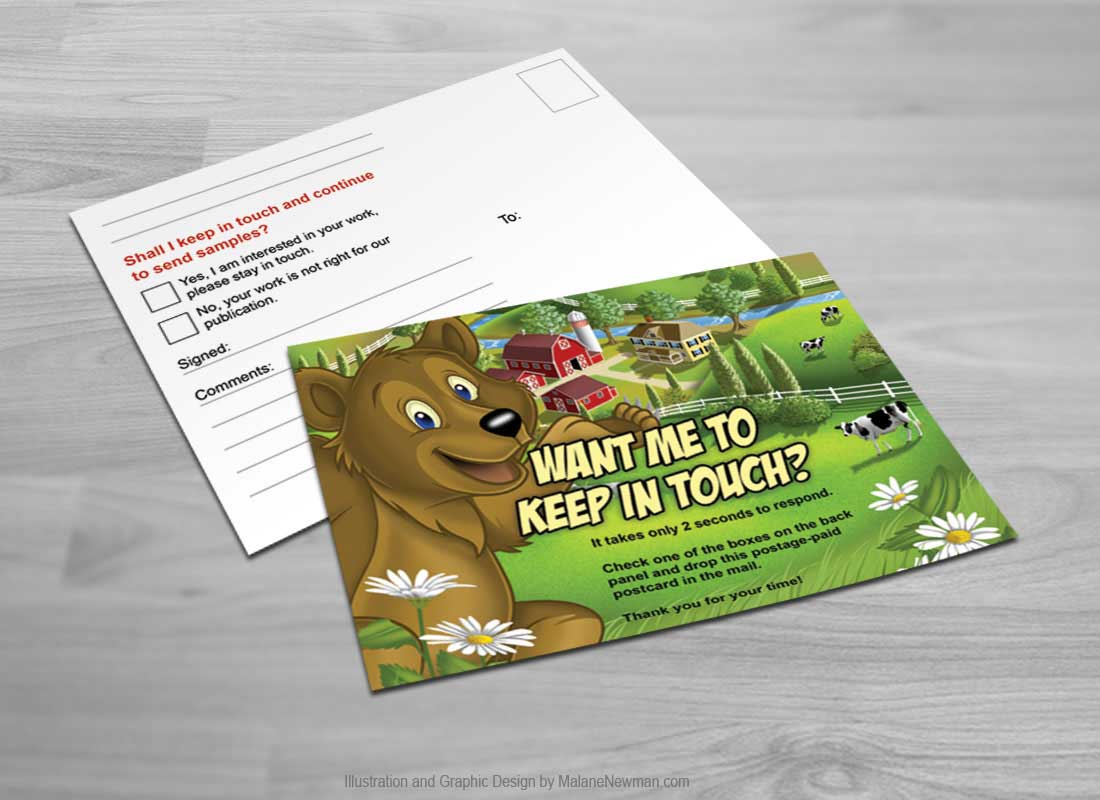 postcard graphic design for freelance illustrator
