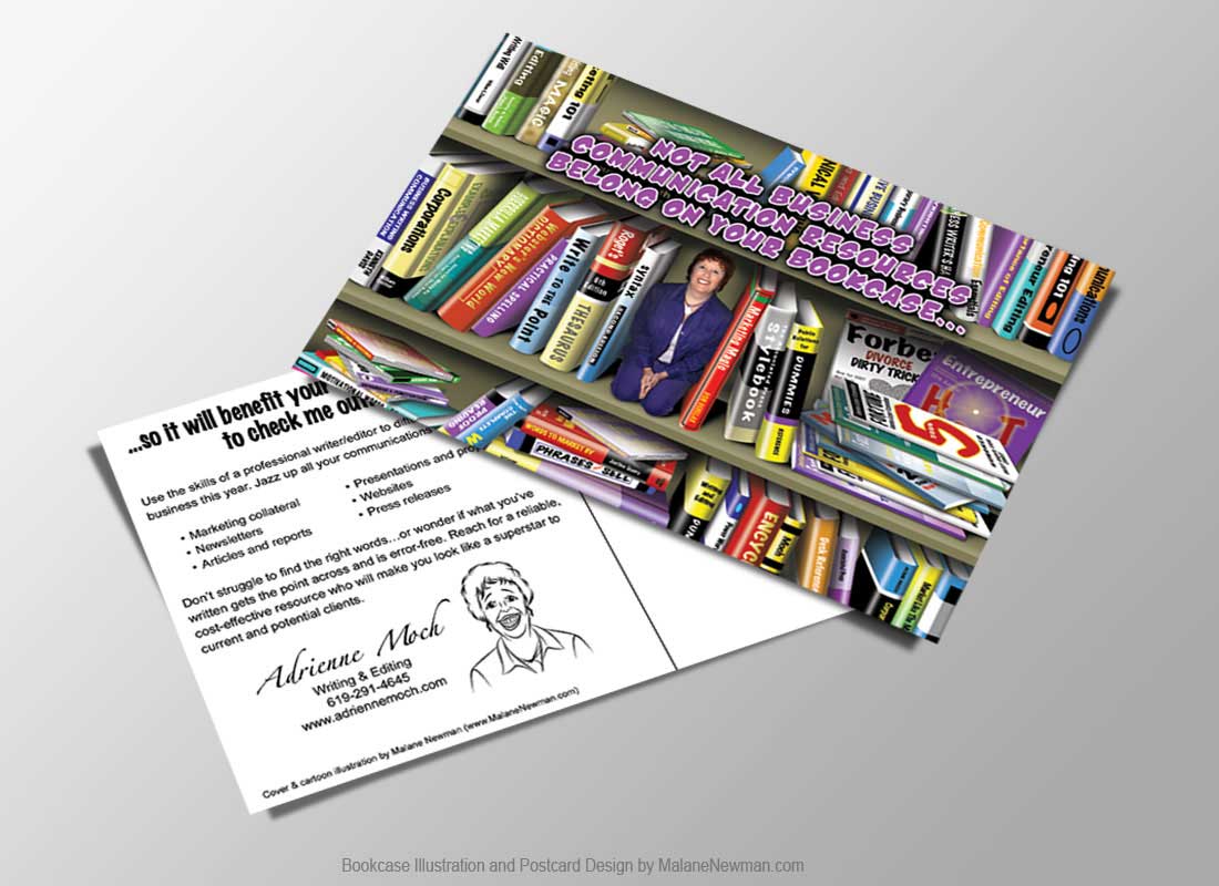 postcard graphic design for writer and editor
