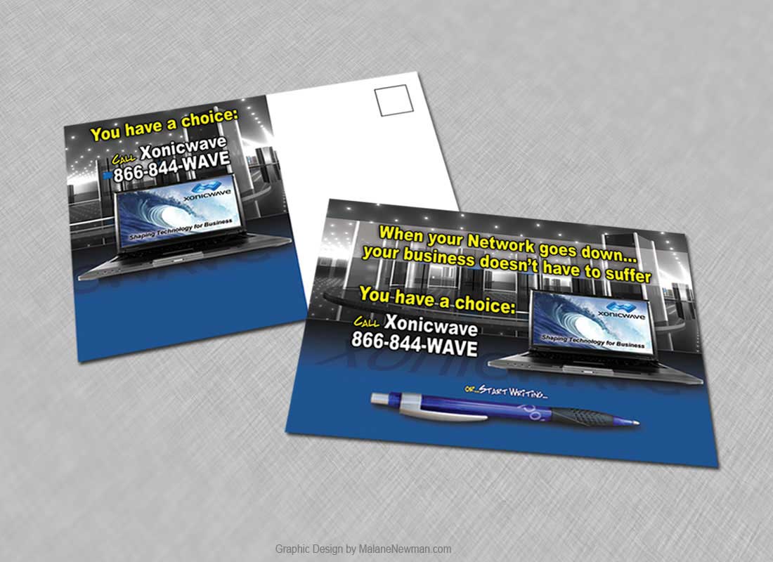 postcard graphic design for internet technology company