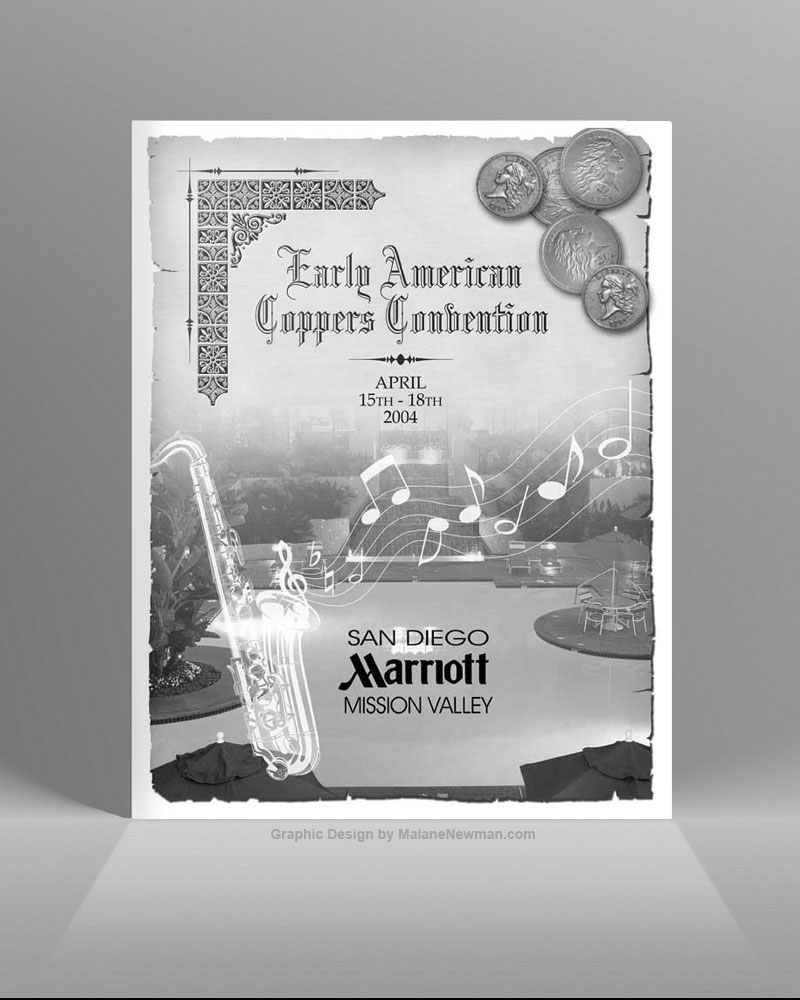 graphic design of sales sheet for early american coppers convention