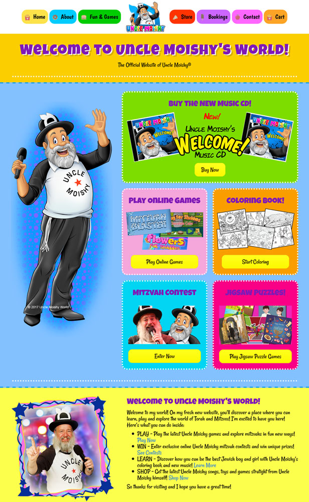 New Uncle Moishy World Website Designed by Website Designer Malane Newman new uncle moishy world website deisgned by website designer malane newman