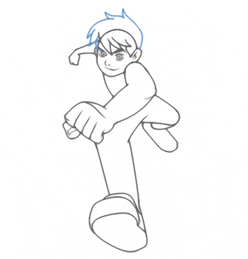 challenging ben 10 running cartoon drawing illustration pic #19
