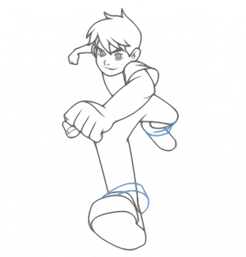 challenging ben 10 running cartoon drawing illustration pic #21