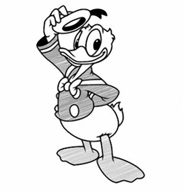 freelance cartoonist draws donald duck full body completed cartoon