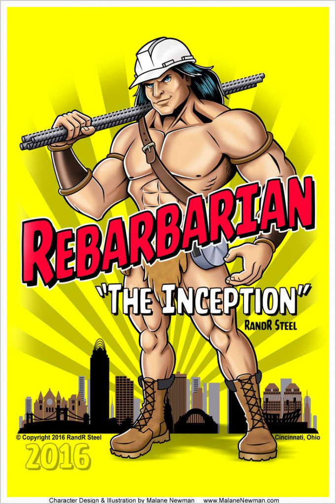 Comic Book Style Cartoon Mascot The Rebarbarian for the Construction Industry comic book style cartoon mascot rebarbarian for construction industry