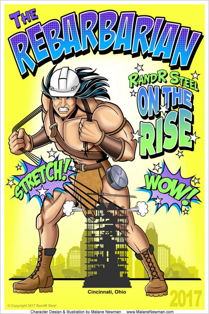 Comic Book Style Cartoon Mascot #2 The Rebarbarian for the Construction Industry comic book style cartoon mascot #2 rebarbarian for construction industry
