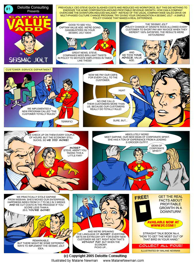 comic book style ad #1 illustrated for deloitte consulting