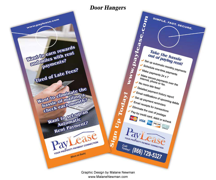 graphic design of doorhangers for PayLease Corp