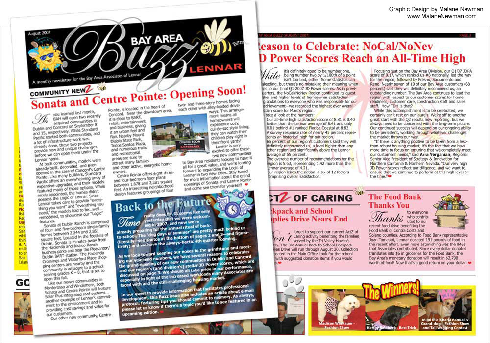 newsletter edition #2 for lennar corp by freelance graphic designer