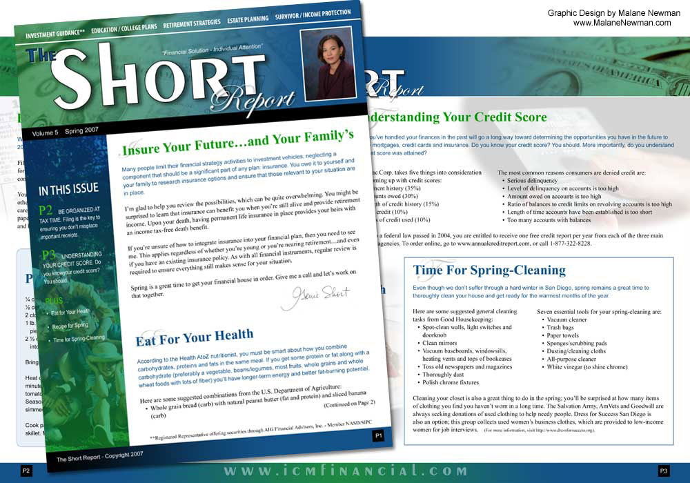 spring newsletter branding and graphic design for financial consultant
