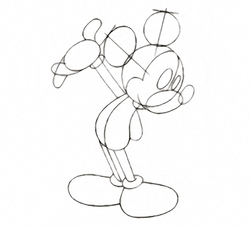 freelance cartoonist draws mickey mouse full body step 9