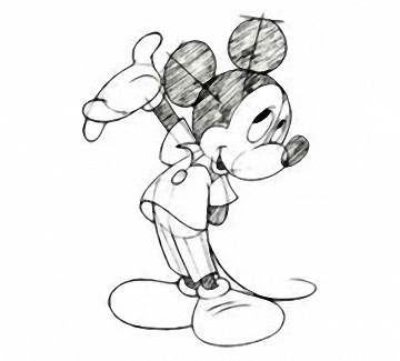 freelance cartoonist draws mickey mouse full body completed cartoon
