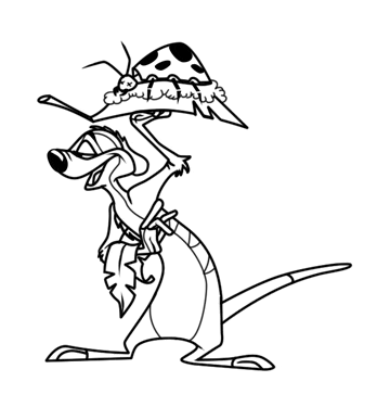 Freelance Cartoonist Teaches Disney's Timon Drawing Lesson. Completed Drawing. freelance cartoonist teaches how to draw disny's timon completed drawing